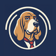 Billhound bill negotiation service logo, a bloodhound detective in a loosened tie